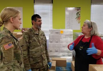 Emily Drake '22 Working At A Food Bank As A Member Of The National Guard