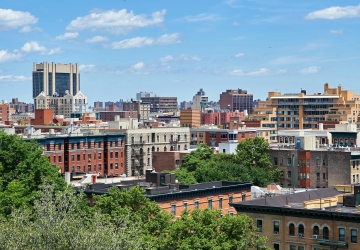 Morningside Heights and Harlem neighborhood rooftops seen from Columbia