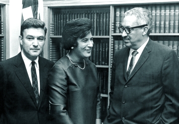 Jack Greenberg'48 and Hon. Constance Baker Motley '46 with Thurgood Marshall