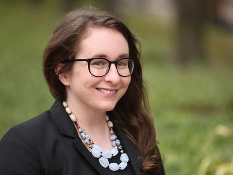 Columbia Law Review Editor in Chief 2019-2020 Mary Marshall '20 in glasses
