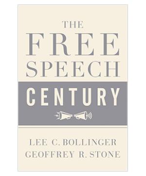 Cover of the book "The Free Speech Century," featuring two megaphones