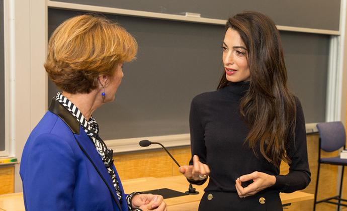 Professor Sarah Cleveland and Amal Clooney co-teach a Law School course on international human rights.