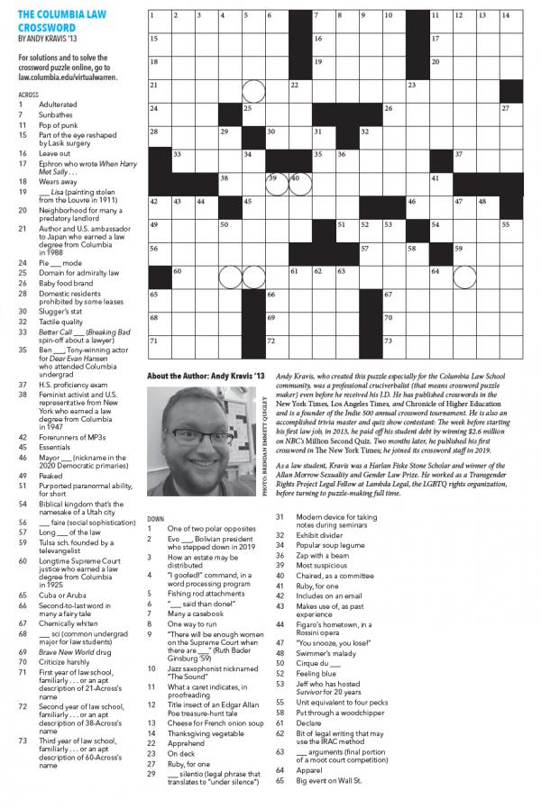 Crossword puzzle by Andy Kravis