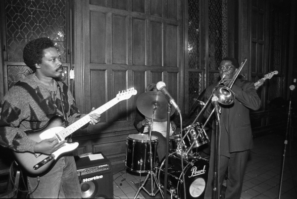 Kellis Parker playing with his band, Funky Bud, at Columbia in 1997
