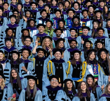 Hundreds of Columbia Law students in their graduation regalia