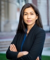 Professor Elora Mukherjee stands in front of Columbia Law School