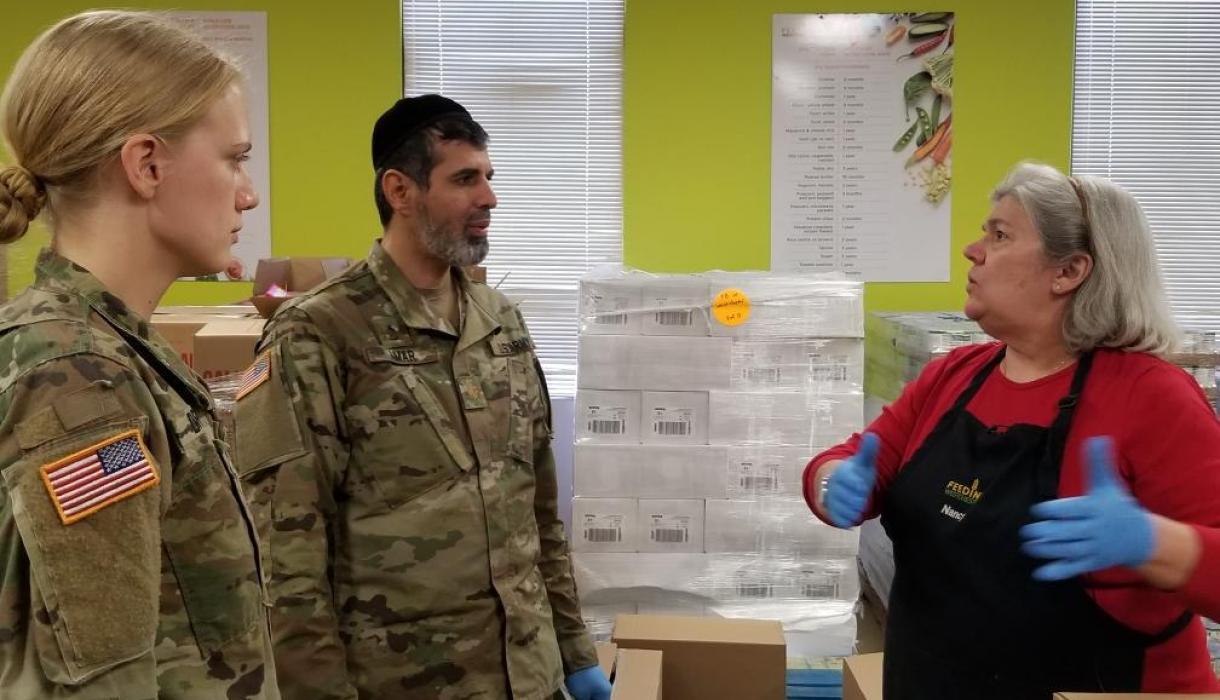 Emily Drake '22 Working At A Food Bank As A Member Of The National Guard