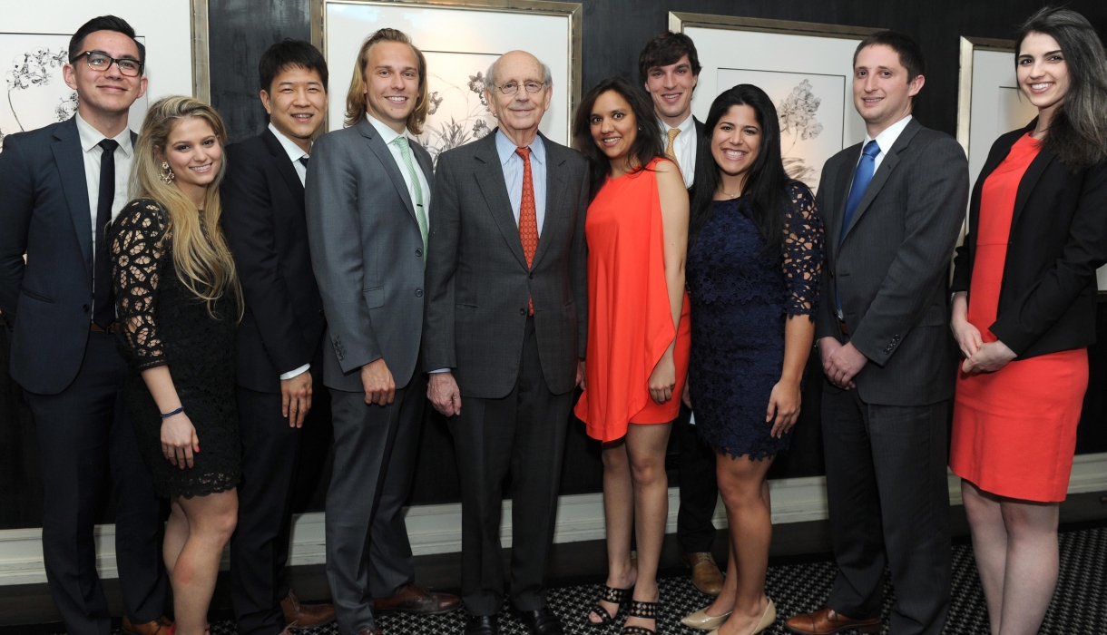 U.S. Supreme Court Justice Stephen G. Breyer with members of the Columbia Journal of Transnational Law at the 2017 Wolfgang Friedmann Memorial Banquet.