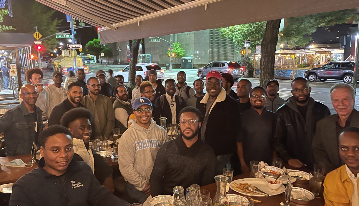 Law students of the Black Mens Initiative gather at a restaurant