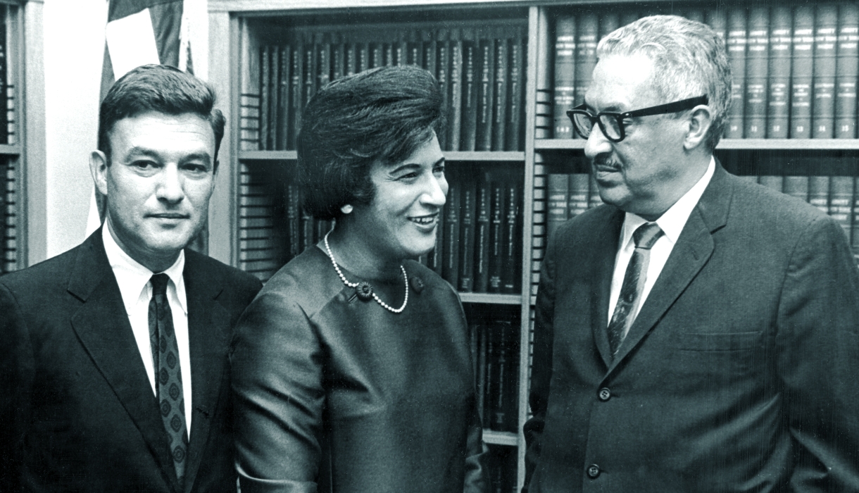 Jack Greenberg'48 and Hon. Constance Baker Motley '46 with Thurgood Marshall