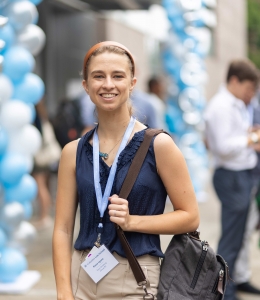 Kiera Lyons smiling at Orientation