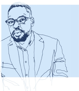 Illustration of Professor Kerrel Murray, in glasses and blazer