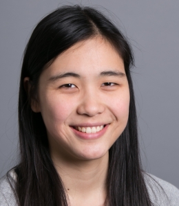 Smiling woman with long black hair