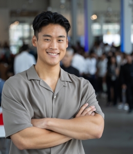 Man in short sleeves shirt