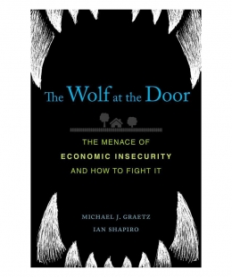 The Wolf at the Door book cover, with wolf teeth on the top and bottom