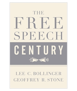 Cover of the book "The Free Speech Century," featuring two megaphones