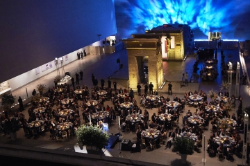 A birds-eye view of gala at a museum