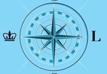 A compass with the letters C, L, S and the Columbia crown at the four corners.