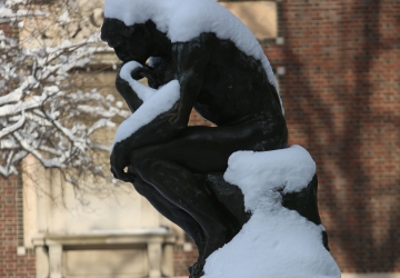 The "Thinker" by Rodin in the the snow