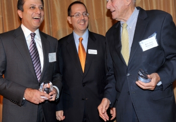 U.S. Attorney Preet Bharara ’93, Dean David M. Schizer, and Senior U.S. District Judge Jack B. Weinstein ’48 at the Wien Prize luncheon