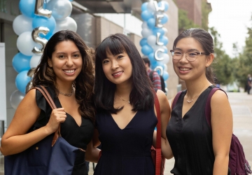 Mercedes Alexis Chavez, Lena Chan, and Nancy Lu at Orientation 2021