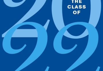 Blue text on blue background that reads: The Class of 2022