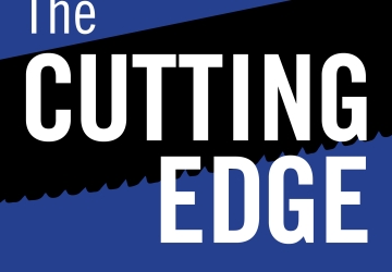 Text that reads "The Cutting Edge Columbia Law School" on a blue and black background