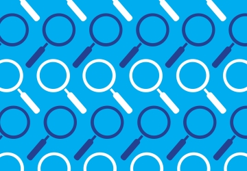 Graphic image of magnifying glasses on blue background
