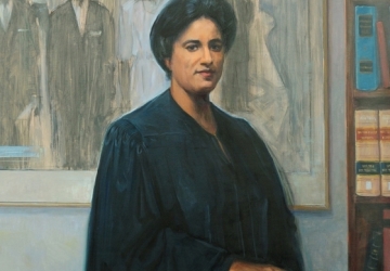 Painting of woman in black judicial robe