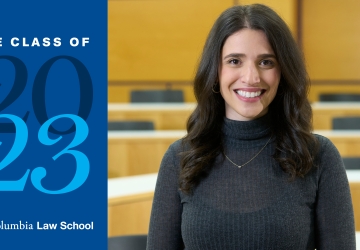 Tamar Katz smiling next to text that says Columbia Law School, The Class of 2023