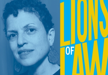 Woman with short hair and "Lions of Law" title