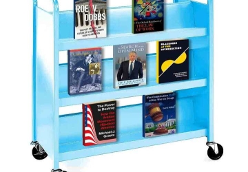 Book carts with covers of books by Columbia Law faculty