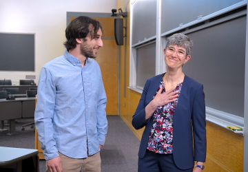 a student and a faculty member share words of gratitude in the 2026 graduation video