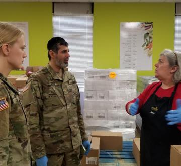Emily Drake '22 Working At A Food Bank As A Member Of The National Guard