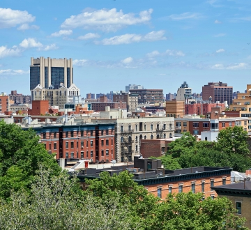 Morningside Heights and Harlem neighborhood rooftops seen from Columbia