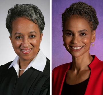 Photos of Lisa White Hardwick and Maya Wiley ’89  