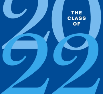 Blue text on blue background that reads: The Class of 2022