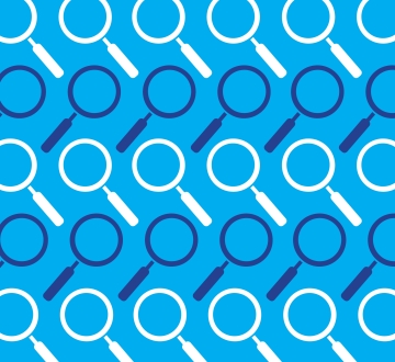 Graphic image of magnifying glasses on blue background