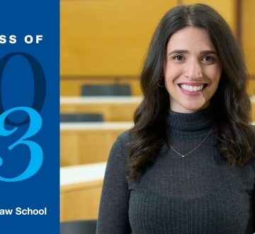 Tamar Katz smiling next to text that says Columbia Law School, The Class of 2023