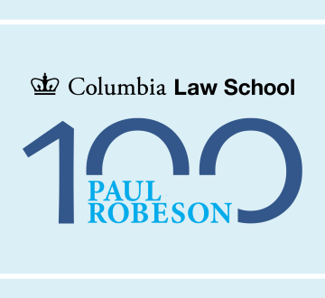 Text on blue background: Paul Robeson 100