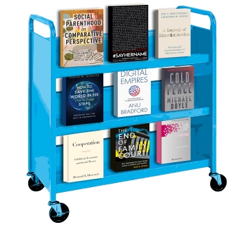 Book cart with 9 books facing forward