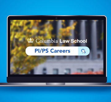 An open laptop with a search bar that says "PI/PS Careers"