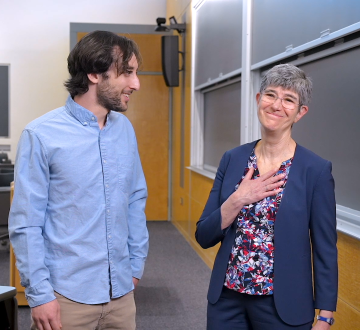 a student and a faculty member share words of gratitude in the 2026 graduation video