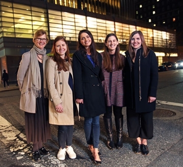 Professor Brett Dignam (left), along with a team of clinic participants who recently helped an incarcerated woman win parole. From left to right: Lillian Morgenstern ’17, Amanda Johnson ’17, Monique Hurley ’17 LL.M., and Hannah Canham ’16 LL.M.
