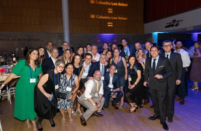 Large group of people posing for photo at Columbia Law Reunion