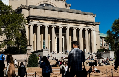 Students walking in front of Low Library