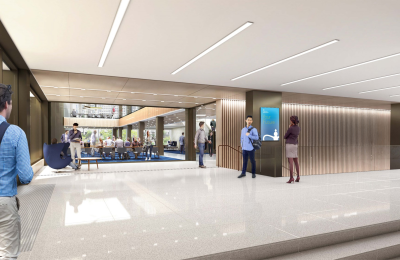 Rendering of students in a lobby