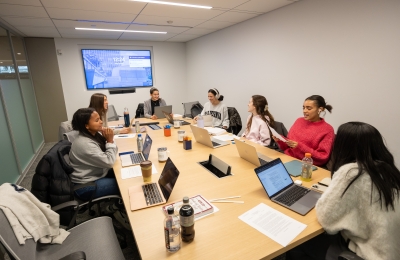 students in the new library