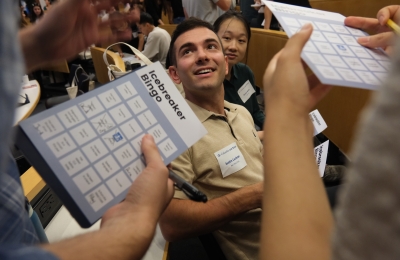 students participate in icebreaker bingo at Orientation 2026