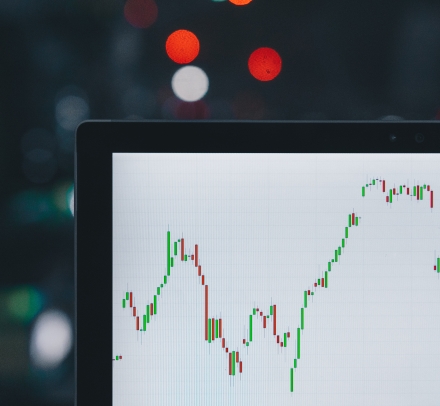 Photo of rising and falling stock prices on a computer